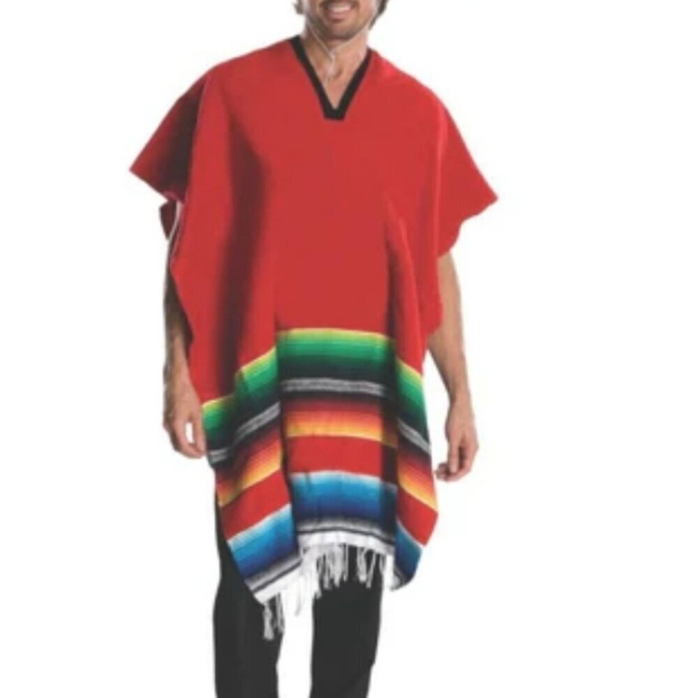 Rubie's Adult Hombre Costume with Red Poncho - One Size NWT